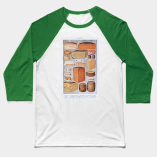 Vintage Cheese Board Chart Baseball T-Shirt